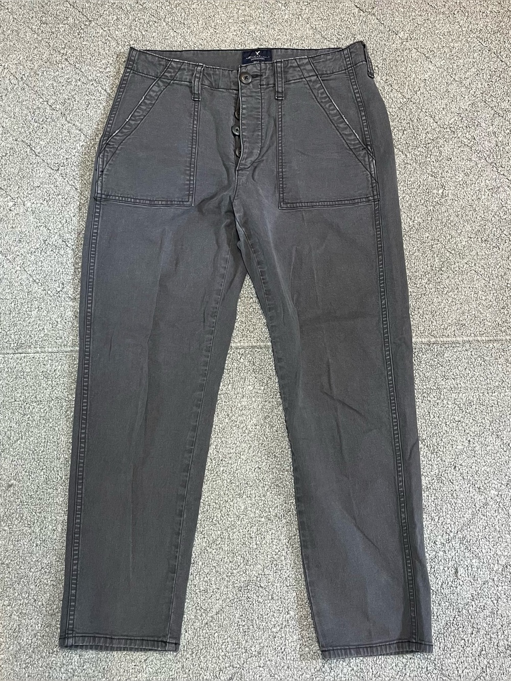 American Eagle Vintage Hi Rise Pants Women’s Size 6 Gray Canvas Button Fly